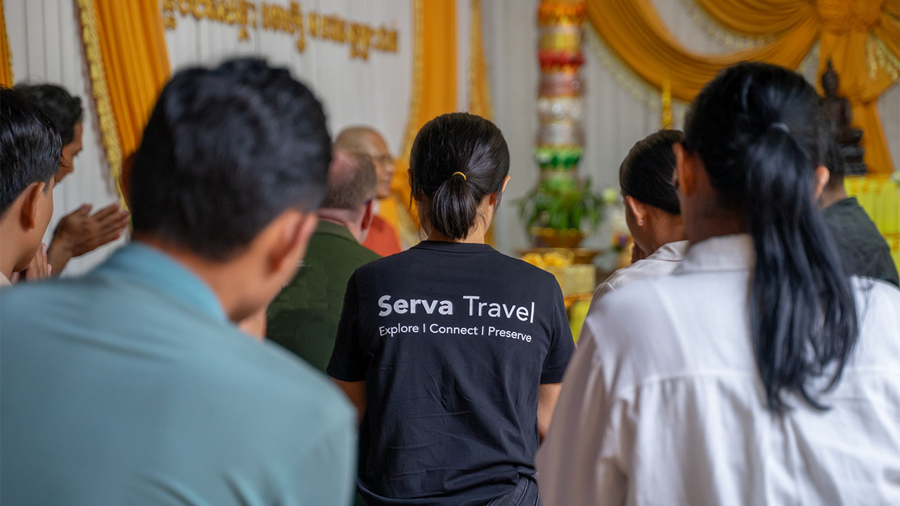Monk giving blessing in Cambodia